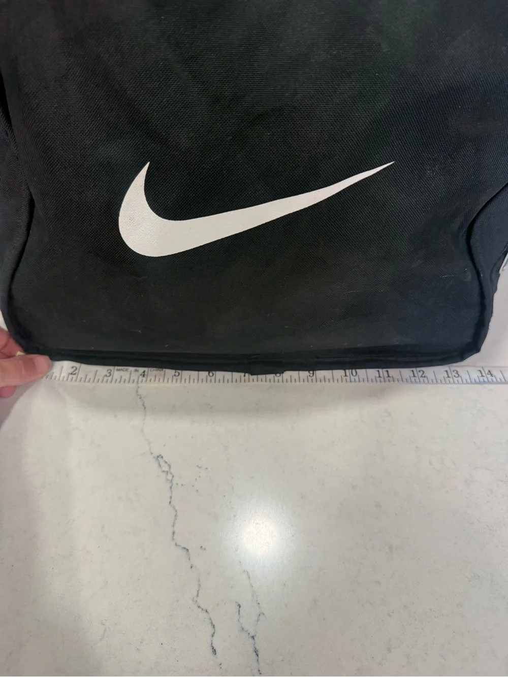 Nike Large Black Duffel Bag with White Swoosh and Logo Strap